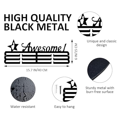 Resama Medal Hanger Holder Display Wall Rack Frame Shelf-Medal Hanger Awards Ribbon Soccer,Gymnastics,Holder Display Rack for 60 Medals - color: Awesome