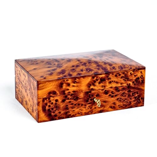 Hand Carved Wooden Multipurpose Keepsake Jewelry Decorative Art Box Storage Organizer (Large wood Box,Antique) (Large With Lock 2) - size: Large Thuya With Lock