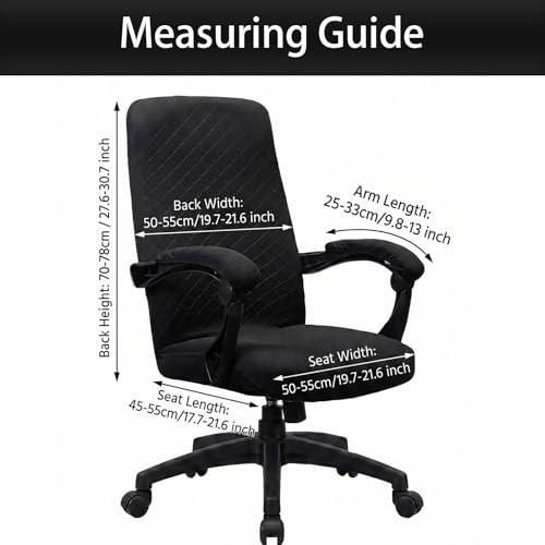 Stretch Jacquard Office Chair Cover with Armrest Covers, Removable Washable Desk Chair Cover, Anti-dust Seat Cushion Protectors - Large, Black - color: Black, size: Large Chair Cover