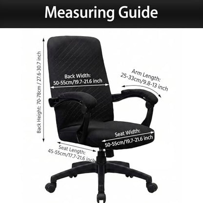 Stretch Jacquard Office Chair Cover with Armrest Covers, Removable Washable Desk Chair Cover, Anti-dust Seat Cushion Protectors - Large, Black - color: Black, size: Large Chair Cover