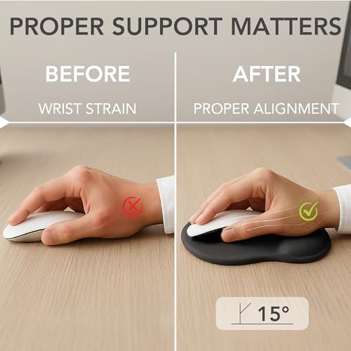 Mr. Pen- Ergonomic Mouse Pad with Wrist Rest | Breathable Fabric with Memory Foam Cushion, Non-Slip Rubber Base, Gel Mouse Pad with Wrist Support - color: Black
