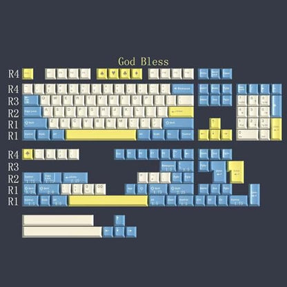 Sumgsn 163 Keys God Bless Keycaps Cherry Doubleshot Keycaps Set Fit for ISO ANSI 95% 75% 65% 60% Mechanical Keyboard Cherry Mx Switches - style: God Bless Keys