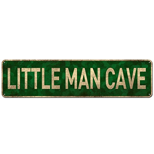 Little Man Cave Toddler Boy Room Décor Sign, 4" x 16" | Decoration Wall Sign, Kids Room Signs For Door, Boy Décor for Bedroom, Boys Only Sign - color: Little Man Cave