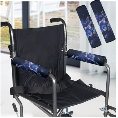Wheelchair Armrest Pads Wheel Chair Accessories Adults 2 Pack Wheelchair Arm Pads for Office Transport Chair Pressure Relief Blue Lily Butterfly - color: Blue Lily Butterfly