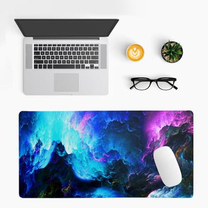 Dazzling Galaxy Gaming Mouse Pad 27.6x11.8 Inch Blue Purple Galaxy Nebula Universe Space Large Mousepad Non-Slip Rubber Base Stitched Edges Keyboard Mouse Mat Desk Pad for Office Home and Game - color: Galaxy