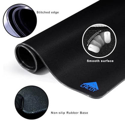 Cacoy 63" x 20" Large RGB Gaming Mouse Pad, Full Desk Extended Keyboard Mousepad with Stitched Edges, 9 Light Modes Desk Mat with Smooth Surface and Non-Slip Rubber Base, LED Computer Mouse Mat, Black - color: Rgb, size: 63" x 20"