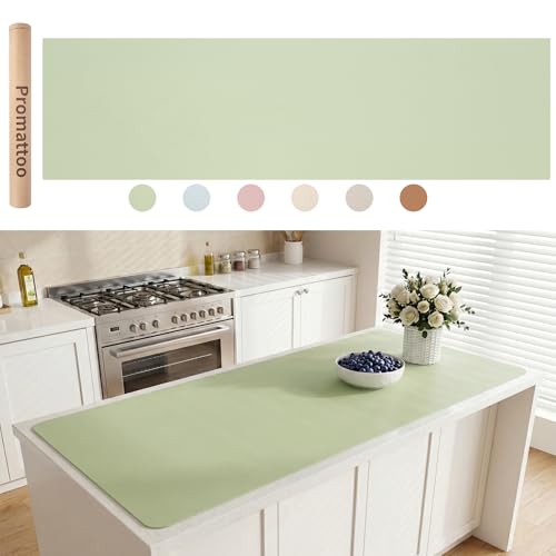 Extra Large Silicone Mat for Countertop & Table with Gift Tube Packaging, Thickened Non-Slip Heat Resistant Table Protector, Cuttable Waterproof Kitchen Prep & Kids Craft Mat - color: Sage Green, size: 80"L x 24"W