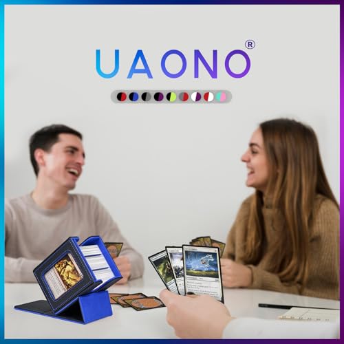 UAONO Card Deck Box for MTG Commander, Independent Commander Display, Fits 100 Double-Sleeved Cards, Magnetic Deck Case for Magic the Gathering TCG, 2 Dividers & 1 Top Loader (Black/Blue) - color: A-Black&Blue