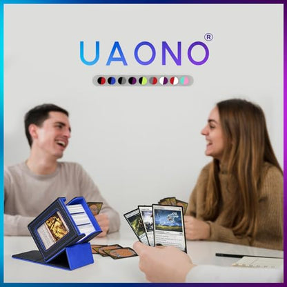 UAONO Card Deck Box for MTG Commander, Independent Commander Display, Fits 100 Double-Sleeved Cards, Magnetic Deck Case for Magic the Gathering TCG, 2 Dividers & 1 Top Loader (Black/Blue) - color: A-Black&Blue