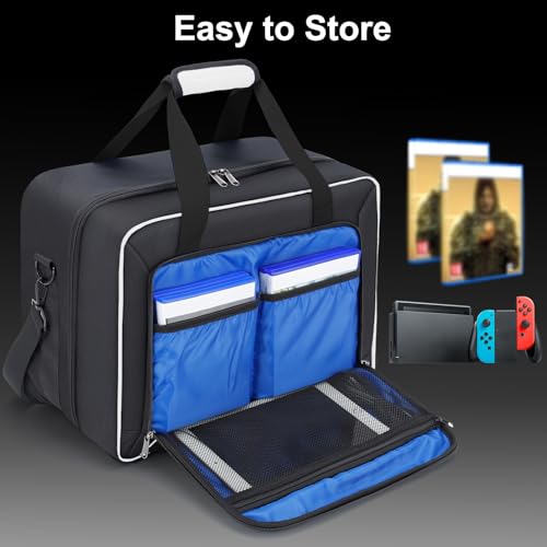 GDNasist Carrying Case Fit for PS5, Travel Thickened Protective Bag Compatible with Playstation 5 Console, Headset, PS5 Controller, Game Discs, and Gaming Accessories, White - color: White