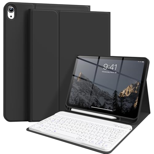 Keyboard Case for iPad (A16) 11th Gen 11 Inch 2025, iPad 10th Generation 10.9 inch 2022 with Pencil Holder, Wireless Keyboard and Slim Lightweight Soft Cover Auto Wake/Sleep, Black - color: Black