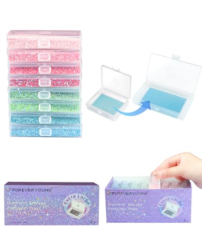 8pcs ForeverYoung Extra Large Diamond Art Storage Containers Tray, Diamond Art Accessories Diamond Painting Trays with Lids, 2-in-1 Diamond Art Trays and Diamond Painting Storage, Purple Box - size: 8pcs Extra Large Refill set