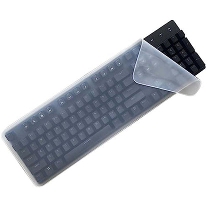 Universal Clear Desktop Computer Keyboard Protection Skin Protector Cover for PC 104/107 Keys Standard Keyboard,Ultra Thin Desktop PC Silicone Waterproof Dustproof Keyboard Cover (Type B)