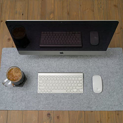 Felt Desk Pad- 31x16 with Non-Slip Backing (Light Gray) - color: Light Gray