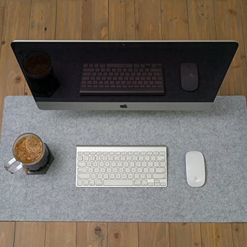 Felt Desk Pad- 31x16 with Non-Slip Backing (Light Gray) - color: Light Gray