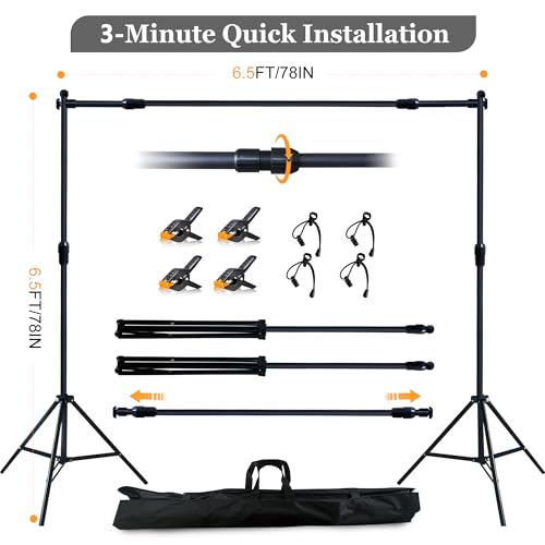 6.5x6.5 ft Photo Backdrop Stand with 6Wx8H ft Abstract Backdrop,Grey | 2-in-1 Portable, 6.5Wx6.5H ft Adjustable Stand, 6Wx8H ft Abstract photography background, 8 Clamps, Storage Bag Included - color: Grey, size: 6x8ft