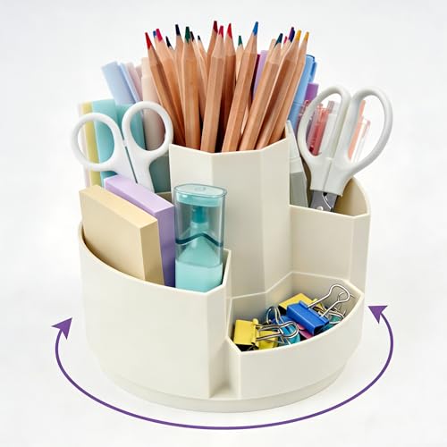 Pen Organizer for Desk Pencil Cup Office Desktop Organizers Cute Pencil Holder Stationery School Supplies for Office, Home, School - color: White