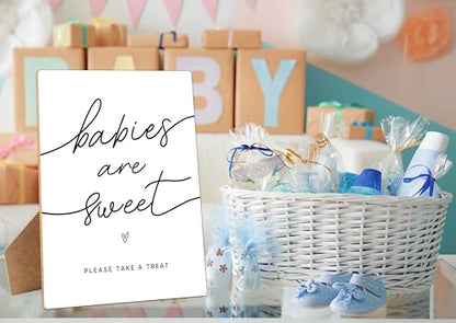 Babies Are Sweet - Dessert Table Sign for Baby Shower Party Supplies, 8×11 Inches Wooden Sign With Stand, Gender Neutral Tabletop Decor for Gender Reveal Party, Baby Shower Decorations - style: Babies Are Sweet