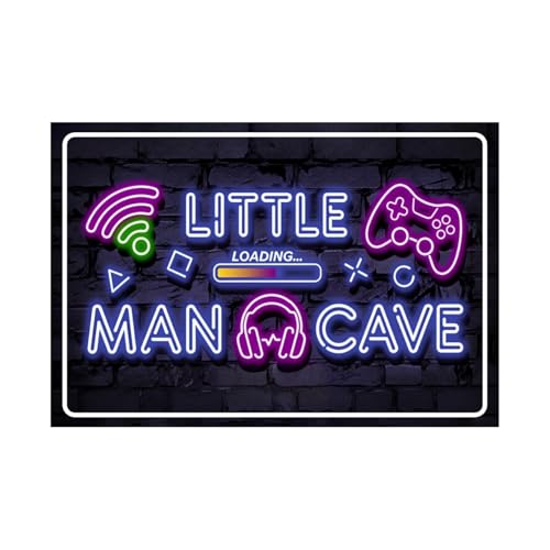 12×8 Inch Neon Aluminum Gaming Sign Wall Art Boys Teen Bedroom | arcade merch,video poster,hobby novelties,teen collectibles,male trinkets,retro accents - color: PM321007, size: 12" x 8"