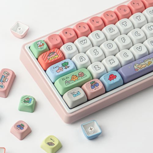 Tsungup MOA Profile Keycaps,126 Keys PBT Cute Funny Smiley Keycaps | Dye-Sublimation Custom Keycap Set with Keycap Puller for Cherry Gateron MX Swithes Mechanical Keyboards - color: Smiley