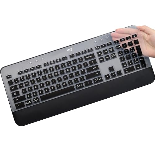 Keyboard Cover Skin for Logitech MK545 MK540 Wireless Keyboard, Logitech MK545 Keyboard Protector, Logitech MK540 Ultra Thin Desktop PC Silicone Clear Keyboard Skin Protector-Black - color: Black