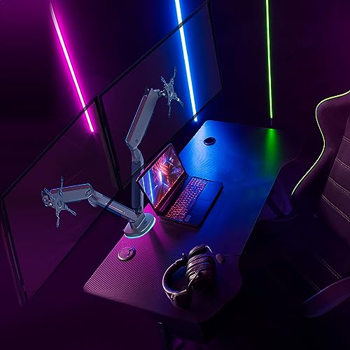 AVLT Dual 27”-43” RGB Gaming Monitor Arm Desk Mount Built-in 20 Lighting Modes Touch Button Control Fits Flat/Curved/Ultrawide Screen Height Swivel Tilt Rotation Adjustable Monitor Stand -Dark Gray - color: Dark Gray - Dual
