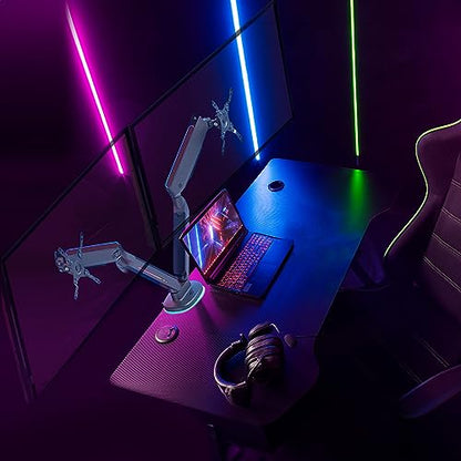 AVLT Dual 27”-43” RGB Gaming Monitor Arm Desk Mount Built-in 20 Lighting Modes Touch Button Control Fits Flat/Curved/Ultrawide Screen Height Swivel Tilt Rotation Adjustable Monitor Stand -Dark Gray - color: Dark Gray - Dual