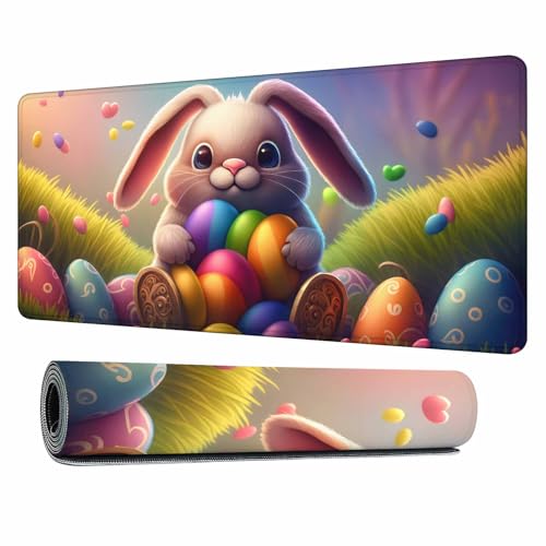 Easter Rabbit Eggs Large Gaming Mouse Pad Cute Cartoon Colorful Long Mousepad Keyboard Mat for Desk,Office,Home 35.4"X15.7" - color: easter rabbit eggs