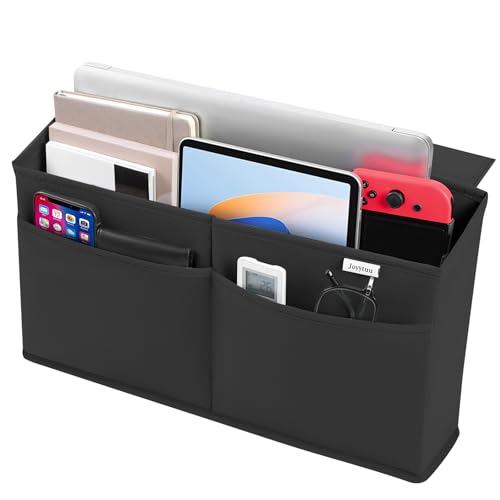 Desk Side Hanging Organizer, Adhesive Storage Bag with Pockets for Magazine Ipad Notebook, for End Tables Home Office Desks Computer Workstations Dressing Table, Black - color: Black-1Pack