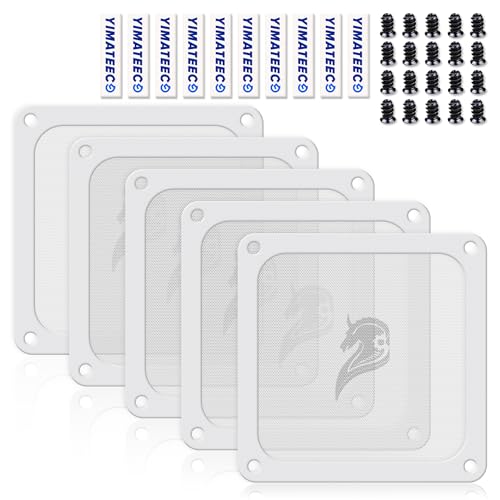 120mm Fan Filter PC Dust Filter Computer Fan Grills Dust Mesh Magnetic Frame PC Case Cover Dustproof PVC 50 Mesh(PVC, Gentleman Aesthetic, 120 * 120mm, 5pcs, White) - color: White, size: 5pcs - PVC Gentleman