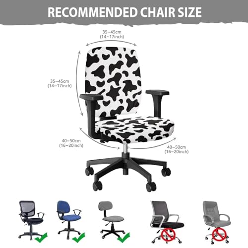 Cow Print Office Chair Covers Stretchable Office Chair Seat Cover 2 Piece Washable Gaming Chair Cover Universal Fit Most Wheelchairs,Computer Chairs,Gaming Chairs - color: Cow Print