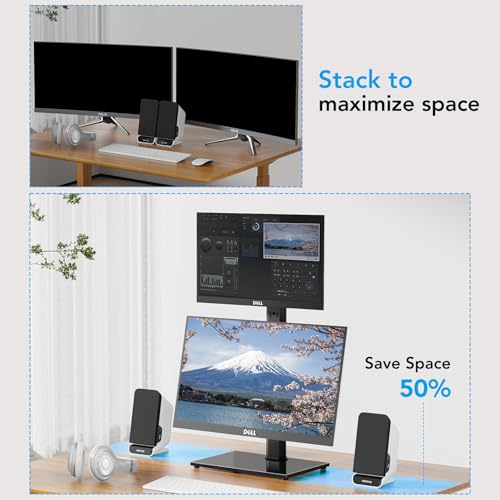 AX WABER Dual Monitor Stand Vertical Stack Screen Free-Standing Desk Mount Arm Riser Fits Two 13 to 34 Inch Computer Monitors with Swivel,Tilt, Height Adjustable,VESA Stand 100x100mm, 75x75mm AX05TB02 - size: Dual monitor stand