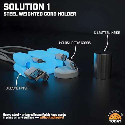 CordBrick Glowing Silicone + Steel Weighted Cable Holder for Nighstand, Cord Wrap for Travel, Unique iPhone Accessory. Small Graduation Gift for High Schoolers. Gadget for Teens. Green Glow - color: (P) Green Glow, size: 1 Pack