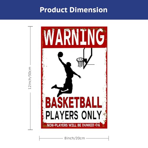 Basketball Locker Decoration - 12x8in Vintage Metal Sign, Ideal Gifts for Teen Boys & Basketball Lovers - color: PM321022, size: 12" x 8"