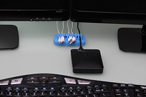 Heaviest Cable Organizer on The Market! Compact and Weighted Desktop Cord Holder and Cable Organizer, Eco-Friendly Silicone, No Bad Smell, Bundled with 4 Reusable Cable Ties! (Blue) - color: Blue, Standard