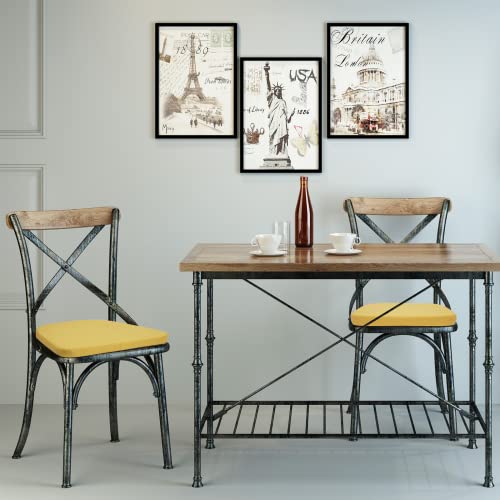 BUYUE 14" Metal Chair Cushion with Magnetic 1 Piece, Luxury PU Leather Waterproof Anti-Slip Seat Pad for Kitchen Cafe Dining Bistro Stackable Chairs (U-Shape, Yellow, 1) - color: Yellow, style: U-shape-1 Pcs
