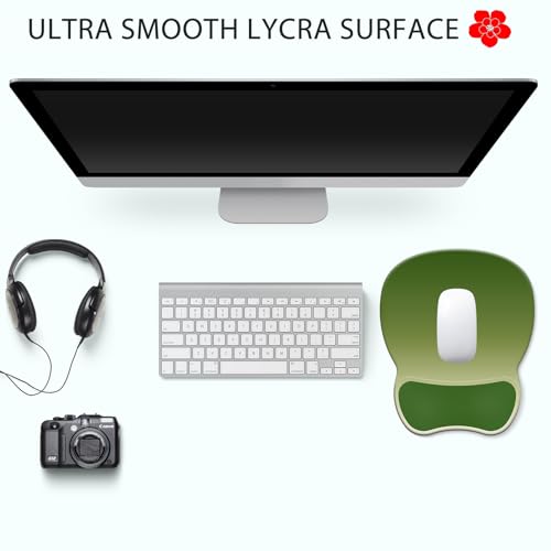 Ergonomic Mouse Pad with Wrist Rest, Comfortable Gel Concave Mouse Pad with Non-Slip Base, Pain Relief Mouse Pads with Smooth Wrist Support for Office & Home (Gradient Green) - color: Gradient Green