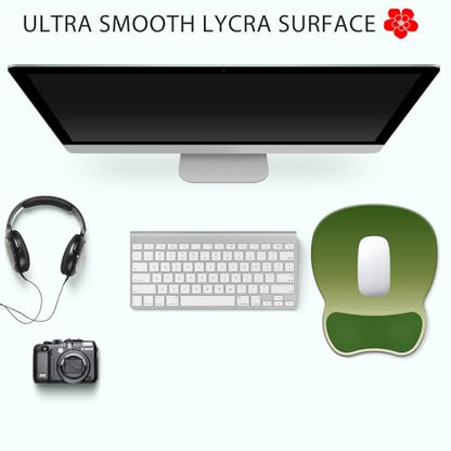 Ergonomic Mouse Pad with Wrist Rest, Comfortable Gel Concave Mouse Pad with Non-Slip Base, Pain Relief Mouse Pads with Smooth Wrist Support for Office & Home (Gradient Green) - color: Gradient Green