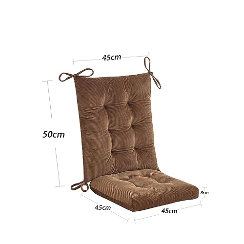 Outdoor Patio Cushion, Rocking Chair Cushion, Tufted Pads, Set of Upper and Lower with Ties Pack of 2 (2 Sets) - Back 20"×17", Seat 17"×17" (Brown) - color: Brown