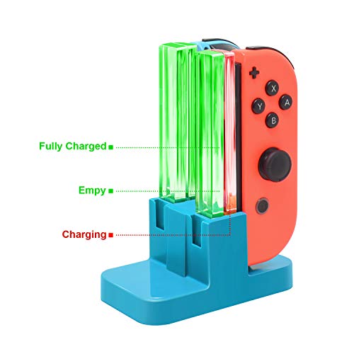 FastSnail Charging Dock Compatible with Nintendo Switch for Joy Con & OLED Model Controller with Lamppost LED Indication, Charger Stand Station Compatible with Joy Cons with Charging Cable (Blue) - color: Neon Blue, size: 6.2/7.0 inch