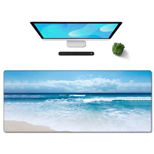 Galdas Gaming Mouse Pad XXL XL Large Long Extended Big Mousepad Non-Slip Rubber Keyboard Mouse Pad with Stitched Edges for Laptop Home Office (31.5x11.8x0.08 Inch) … (Wave 2025) - color: Wave 2025