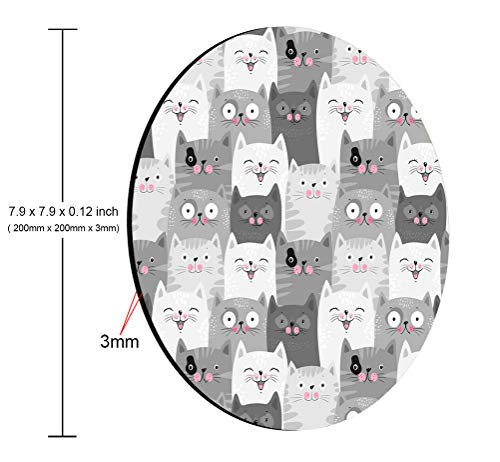 Funny Grey Cats Customized Round Non-Slip Rubber Mousepad Gaming Mouse Pad 7.9"X7.9" inch - color: Amr03