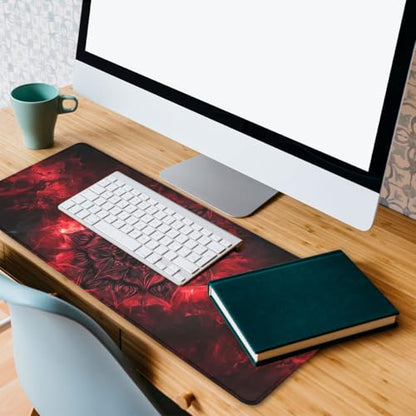 Mandala Mouse Pad Gothic Dark Red Flame Magic Abstract Large Desk Mat with Stitched Edges,Non-Slip Waterproof Rubber Base Mouse Mat 31.5 x 11.8 Mouse Pads for Desk Home Office Gaming - color: Mandala, size: 31.5" x 11.8"