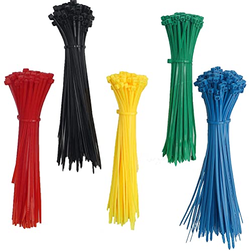 6 Inch Zip Ties Colored 500pcs,Multi-Color Assorted Zip Ties(Black, Red, Yellow, Blue, Green) Anti-UV Nylon 66 Self-Locking Cable Ties for Deco Mesh Wreath, Bird Leg Bands, Outdoor & Home Organization - color: 5 Color