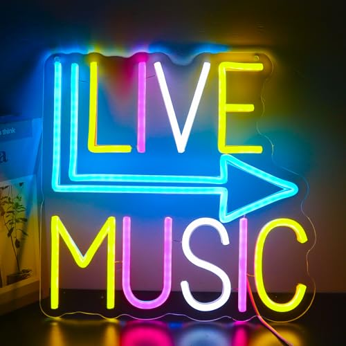 Live Music Neon Signs for Wall Decor，Led Neon Lightfor Live Room, Game Room, Broadcasting Room, Music Studio - style: live music001