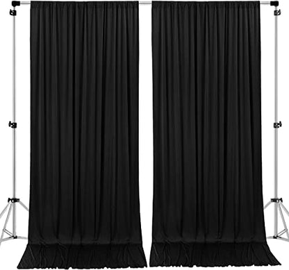 AK TRADING CO. 10 feet x 8 feet IFR Polyester Backdrop Drapes Curtains Panels with Rod Pockets - Wedding Ceremony Party Home Window Decorations - Black - color: Black