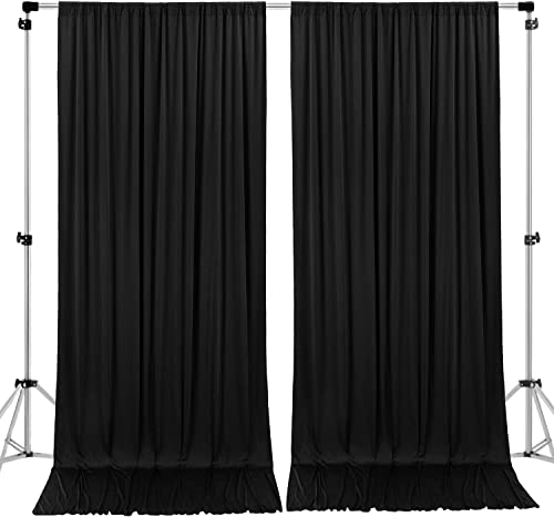 AK TRADING CO. 10 feet x 8 feet IFR Polyester Backdrop Drapes Curtains Panels with Rod Pockets - Wedding Ceremony Party Home Window Decorations - Black - color: Black