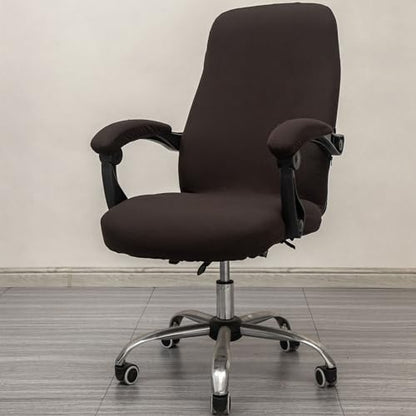 Melaluxe Office Chair Cover with Arm Covers - Universal Stretch Desk Chair Cover, Computer Chair Slipcovers (Size: L) - Coffee - color: Coffee, size: Large with Arm Cover