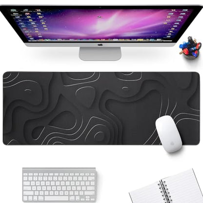 Large Anime Gaming Mouse Pad Black Solid Geometry Desk Pad Computer Keyboard Mat Non-Slip Rubber Base Office Decor Waterproof Mouse Mat - color: Black Solid Geometry