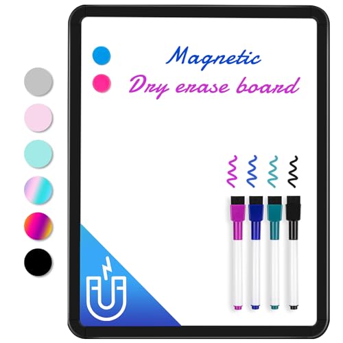 VUSIGN Small White Board Dry Erase, 11''x14'' Magnetic Dry Erase Board, Mini Whiteboard with Markers for Fridge, Wall, Locker, Black - color: D-black 1 Pack